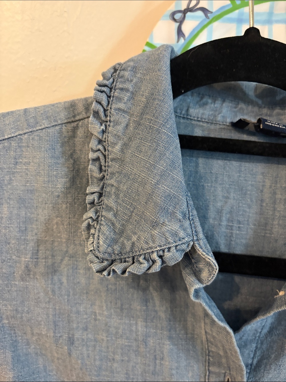 J Crew cotton denim look blouse - Picture 2 of 9